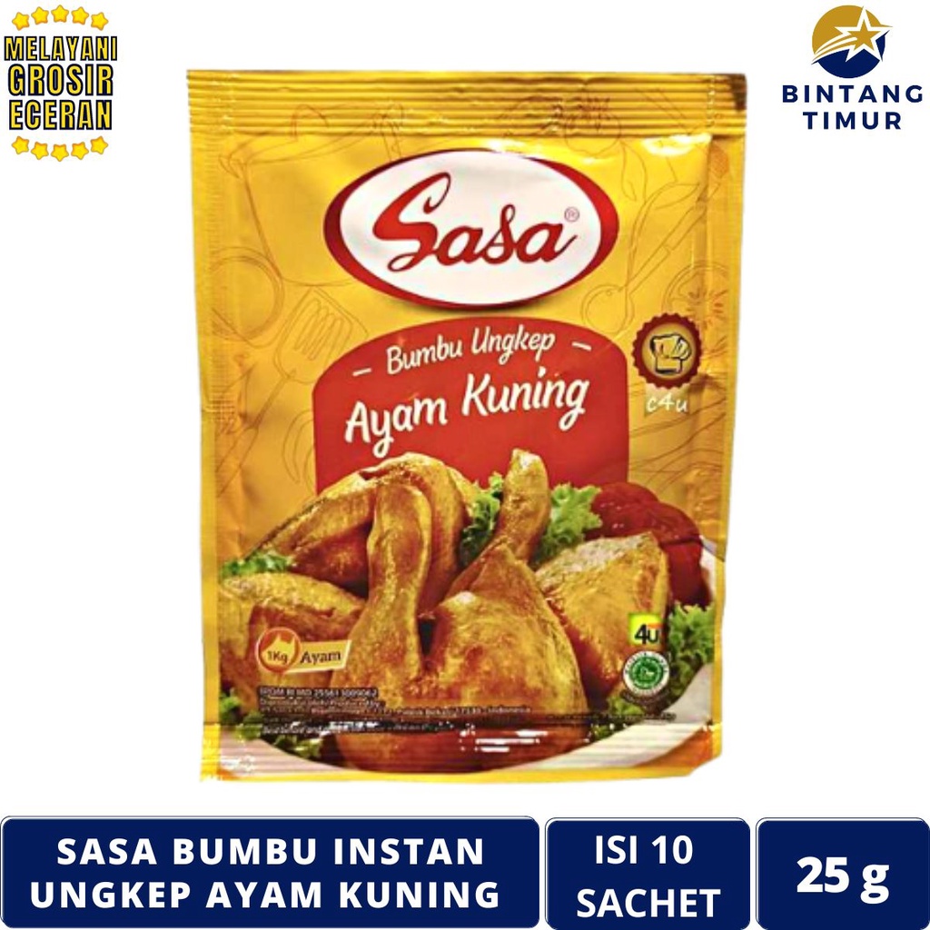 

SASA Ungkep Ayam Kuning Isi 10 25g/Sachet Bumbu Instan - 1 Renceng