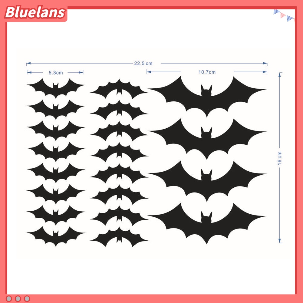 20 Pcs Stiker Dinding Decal Desain Kelelawar Halloween Tahan Air Dapat Dilepas Untuk Dekorasi Rumah