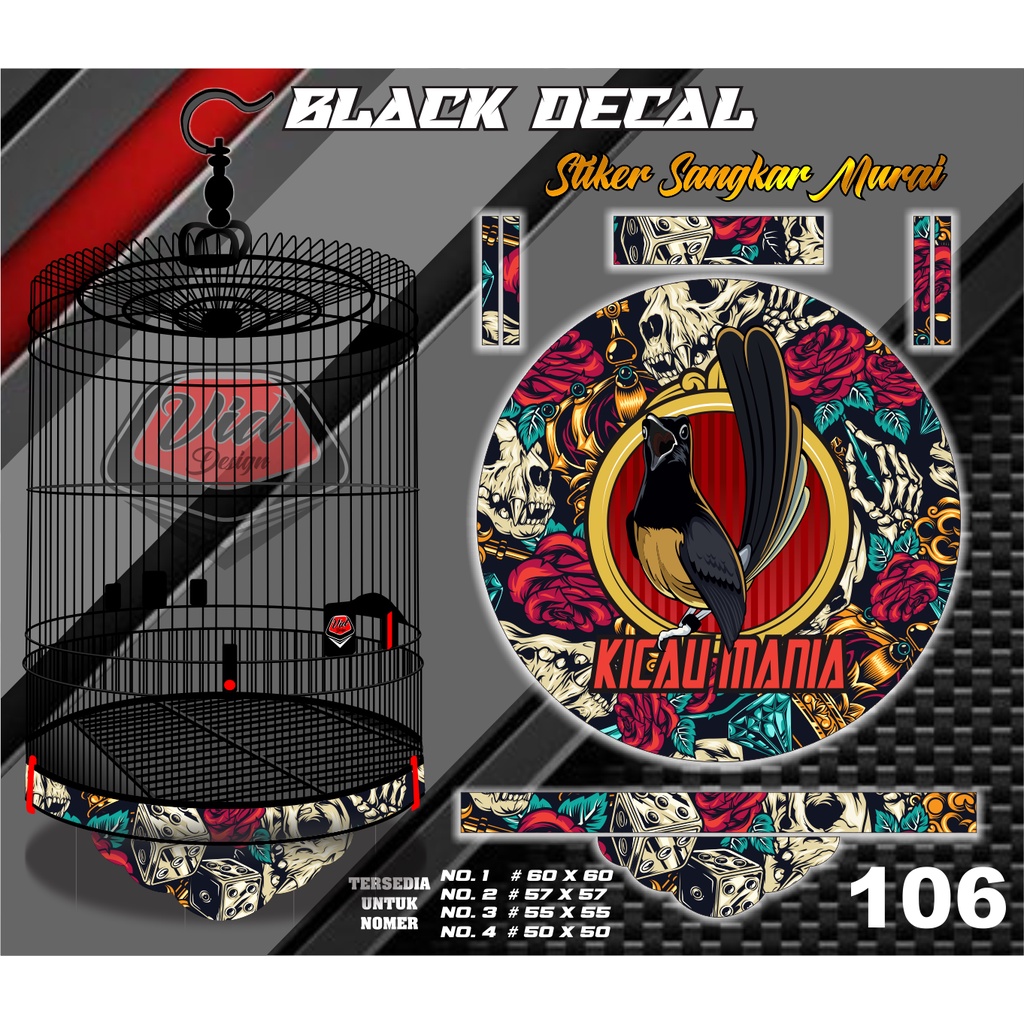 Decal Stiker Sangkar Kandang Murai Tebok Bulat Bnr No 1 2 3 4