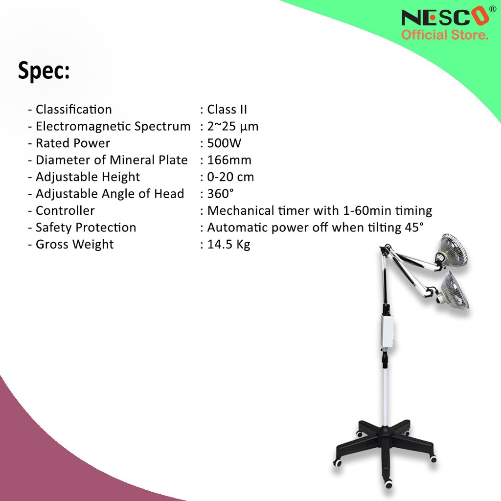 NESCO TDP Medical Lamp, Vertical model IR, L-I-4A (standing)