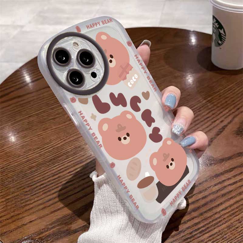 Casing Silikon OPPO A17 A78 A16 A16K A57 2022 A15 A54 A53 A12 A5S A7 A3S A12E A31 A52 A83 A92 A37 F7 F9 A1K F1s Motif Lucky Bear