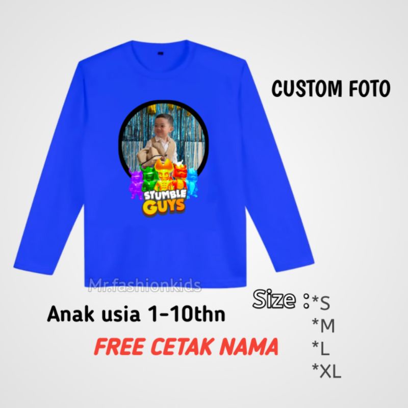 BAJU KAOS ANAK CUSTOM FOTO LENGAN PANJANG