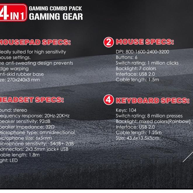 Paling Diminati 【COD】Jovitech 4 in 1 Combo Gaming Keyboard Mouse Headset Mousepad Gaming Bundling