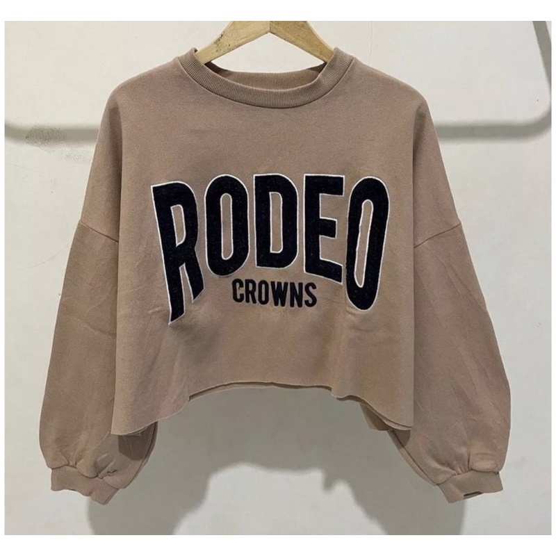 SWEATER CROPE OVERSIZE MOTIF BAHAN FLEECE
