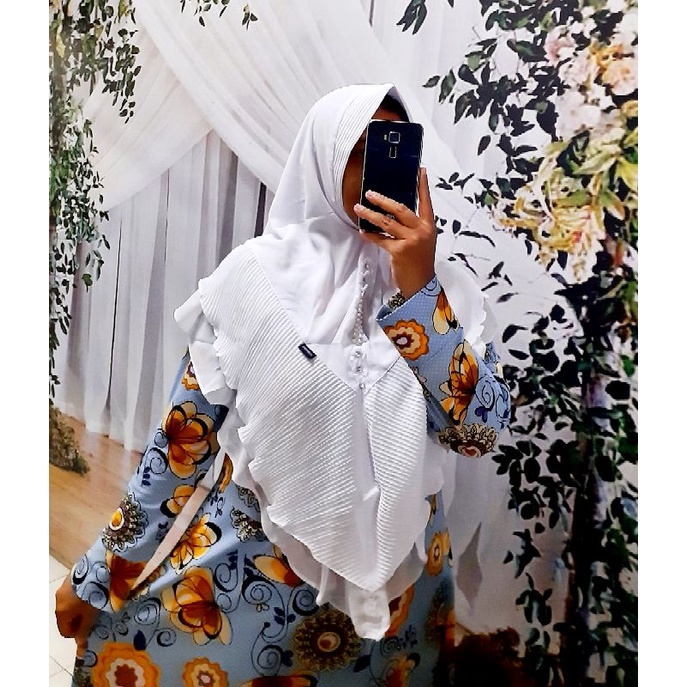 KHIMAR PAYET KHIMAR PLISKET CERUTY JILBAB KERUDUNG MODEL V WARNA PUTIH