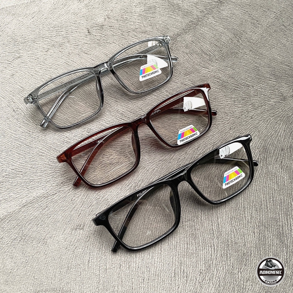 [[COD]] Kacamata Photocromic Lensa Netral Kotak Pria & Wanita