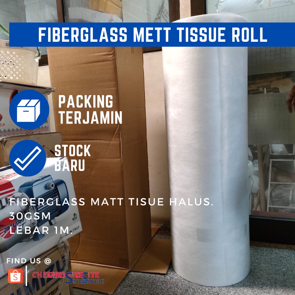 Serat mat tisu pelapis anti bocor - fiberglass mat tissue halus waterproofing - fiber tissue ROLL