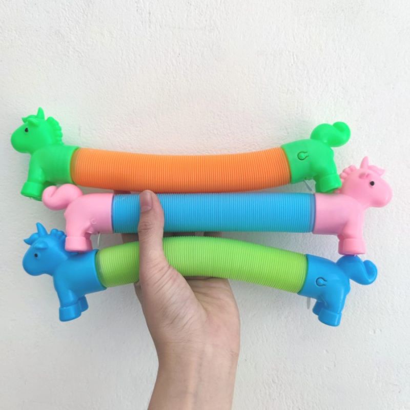 Mainan Pop Tubes Besar Unicorn Nyala LED Pop Tube Mainan edukasi - mainan selang motorik