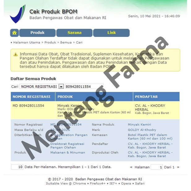 Minyak Kemiri Al-Khodry Gold (Sari Minyak Kemiri Plus)