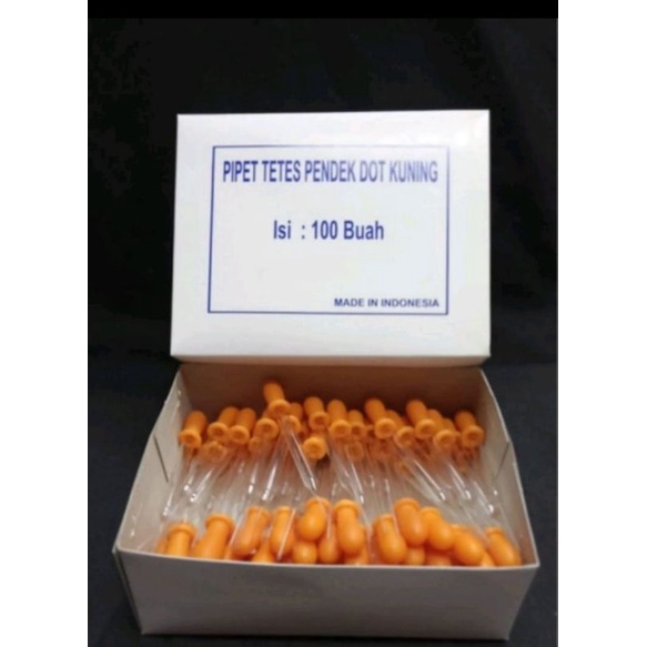 Pipet Tetes Pendek Kaca Dot Kuning isi 100/Box (9cm)