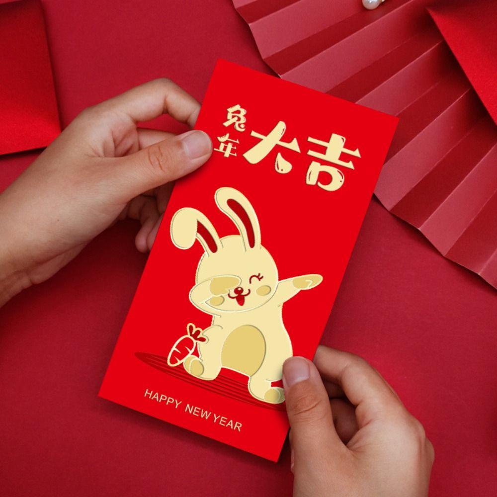 TOP 24pcs Rabbit Red Envelope CNY Spring Festival Birthday Celebration Chinese New Year