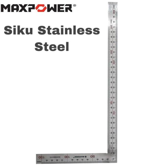

Penggaris Siku Stainless Steel Besi Maxpower L Garisan Pengukur Metrik