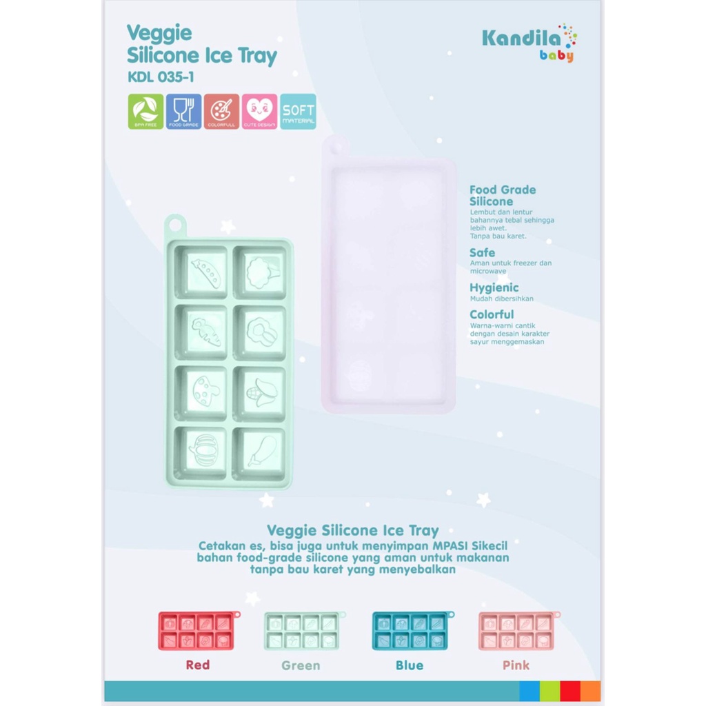 KandilaBaby KDL035-1 KDL035-2 KDL035-3 KDL035-4 VEGGIE SILICONE ICE TRAY - CARTOON SAUSAGE MOLD - CUTE ANIMALS SILICONE ICE TRAY - CUTE BEES SILICONE ICE TRAY - Cetakan Bekal Bayi - Cetakan MPASi - Tray MPASI