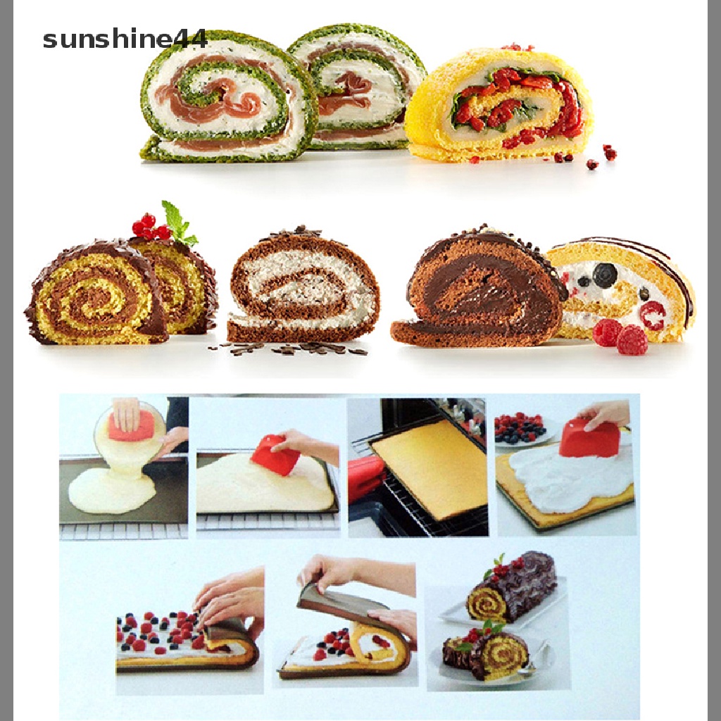 Sunshine 1Pc Alas Panggang Kue Swiss Roll Bahan Silikon Anti Lengket