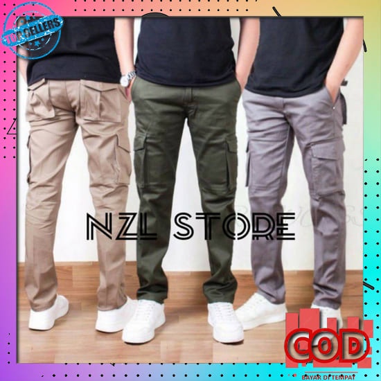 Celana Panjang Cargo / Celana Panjang Kimpol Bahan Semi Jeans Tebal Celana Cargo Panjang Laki Laki P