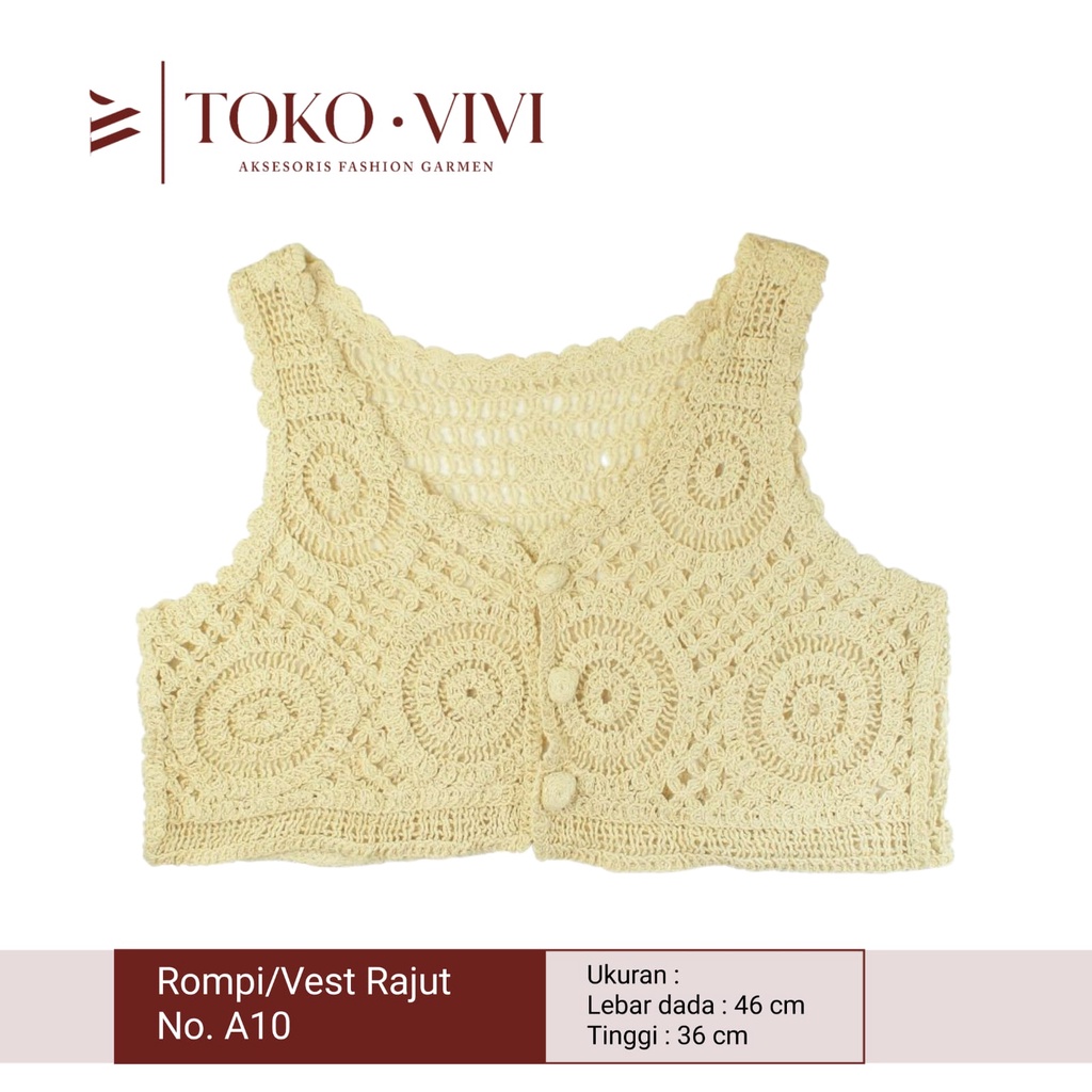 Vivi Rompi Rajut Kancing / Vest Rajut / Rompi Baju Krem /Cream No. A10
