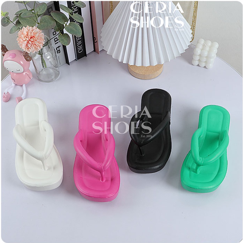 PCU Sandal Jepit Wanita Platform Wedges Import Karet Rubber PCU Anti Slip Karet Empuk 701