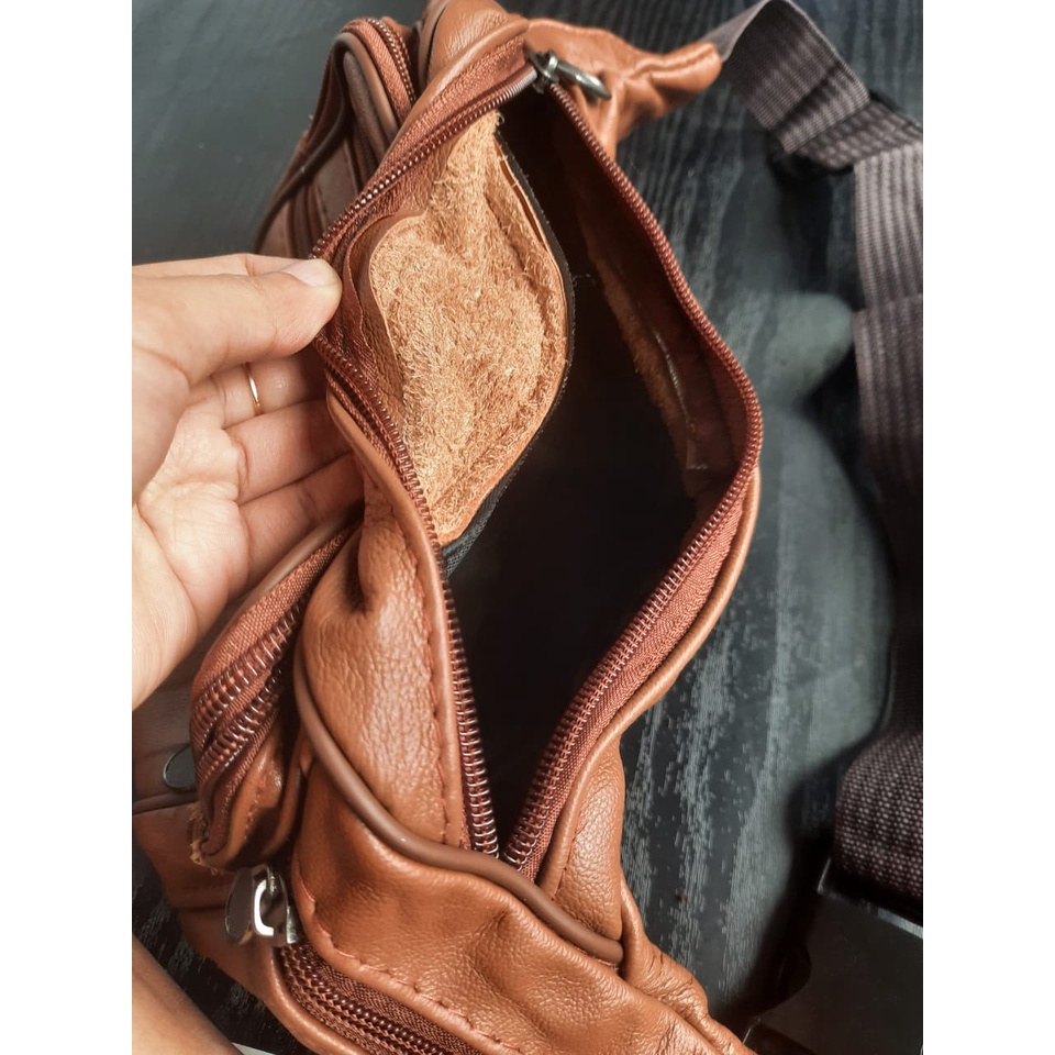 Waist bag pria kulit asli / tas punggung pria dewasa bahan Kulit asli