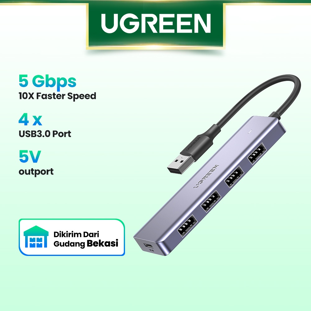 【Stok Produk di Indonesia】Ugreen Hub Splitter USB 3.0 4 Port Ultra Slim Kecepatan Tinggi