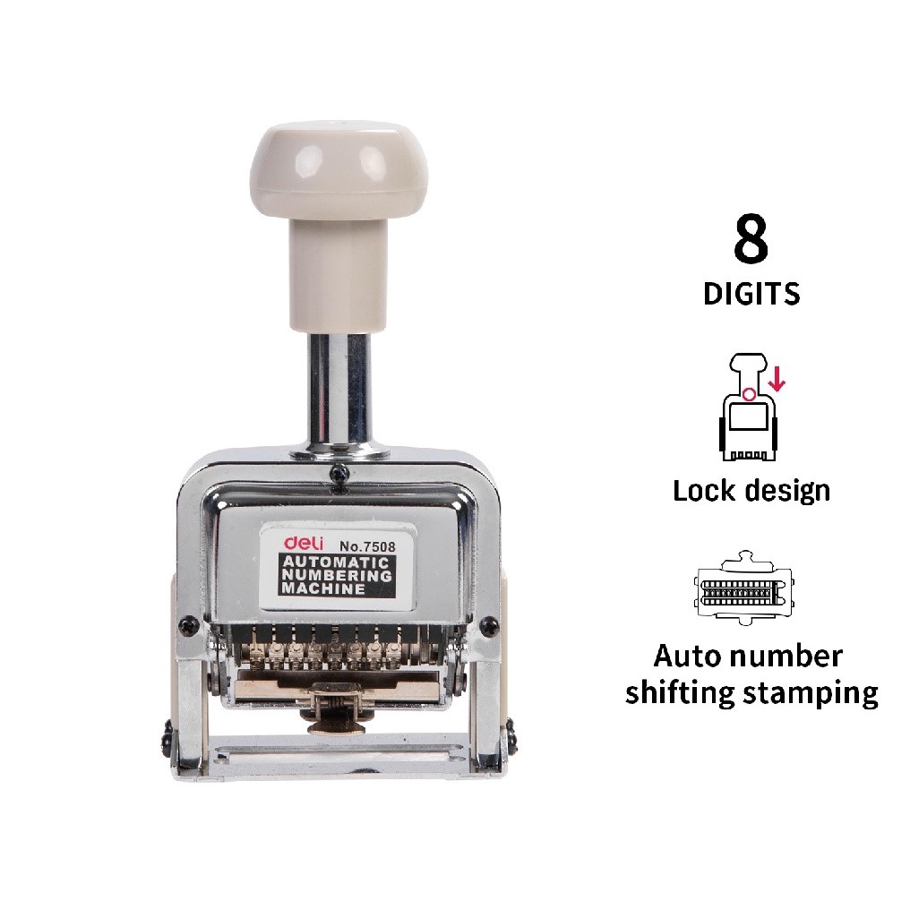 

STEMPEL CAP NOMOR NOMERATOR AUTO NUMBERING STAMP 8 DIGIT DELI 7508