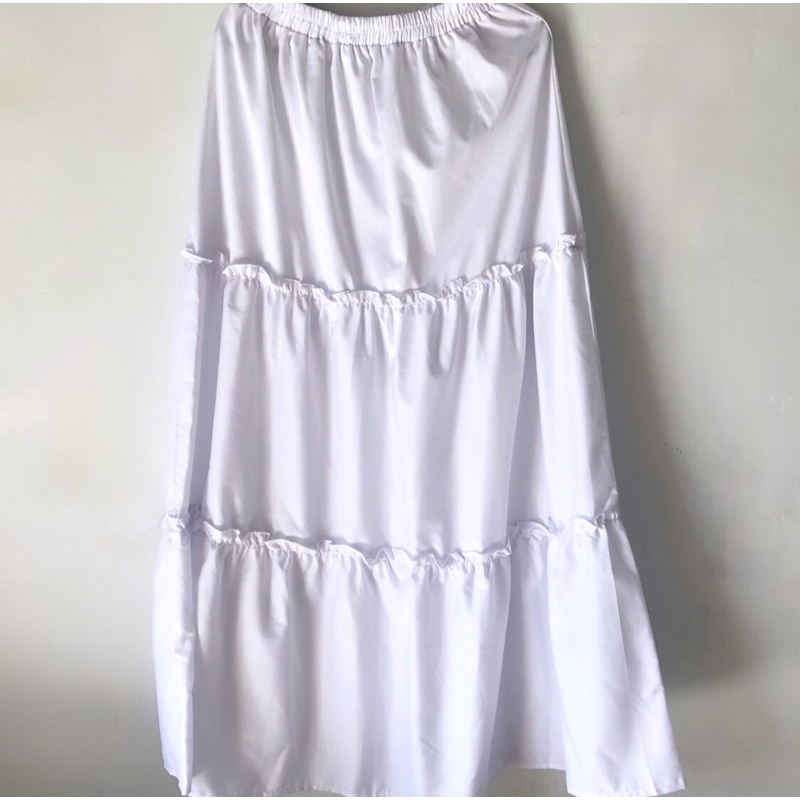 preloved rok panjang muslim putih tulang