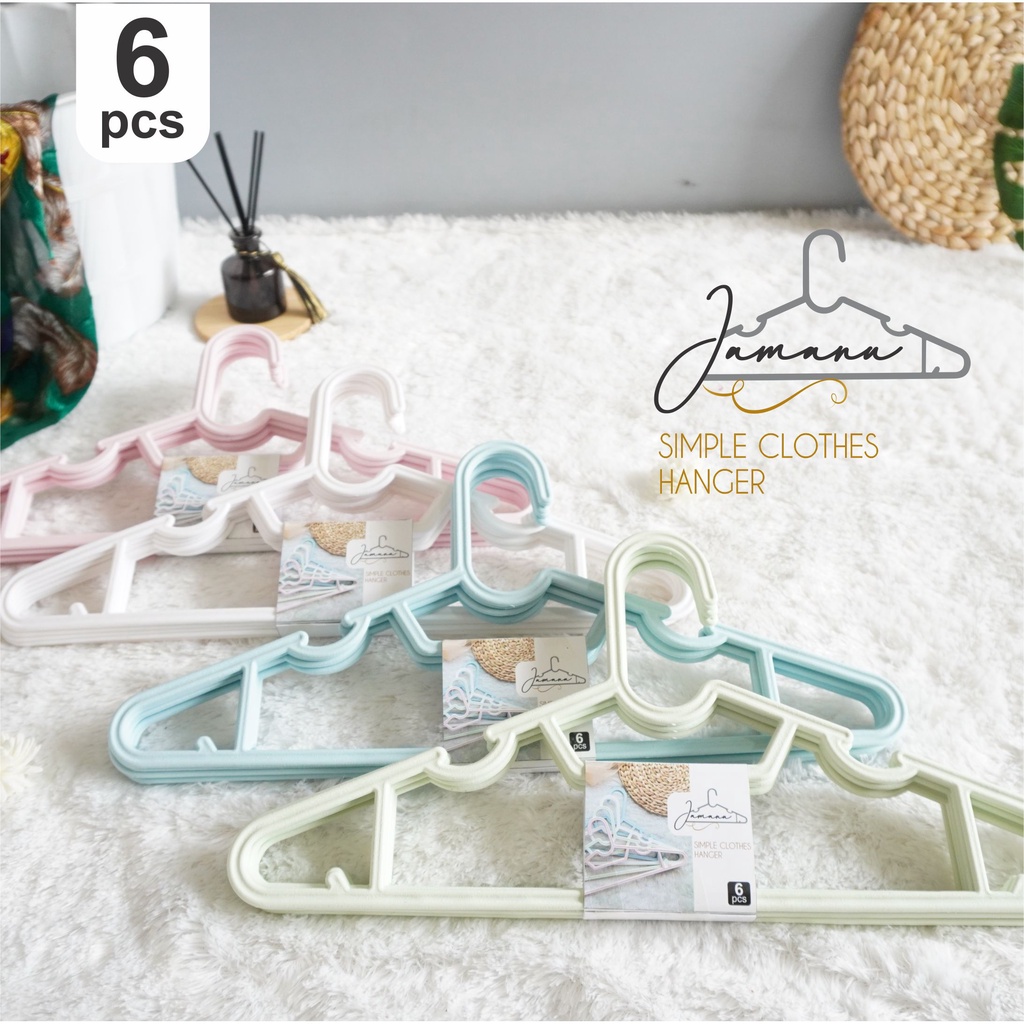 GANTUNGAN HANGER BAJU 6 PCS CLOTHES HANGER GANTUNGAN BAJU CELANA HANGER DEWASA