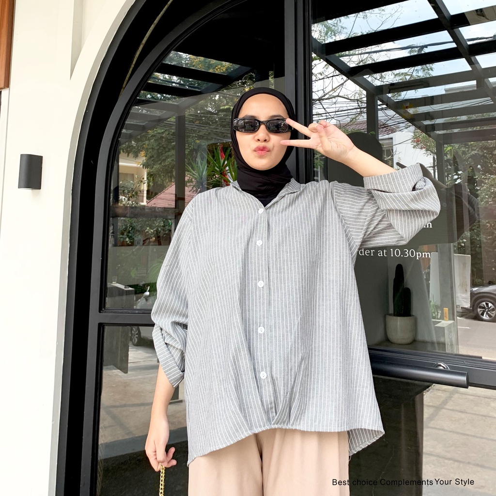 Deanara Blouse Shirt Atasan kemeja Polos Wanita By Mahyra