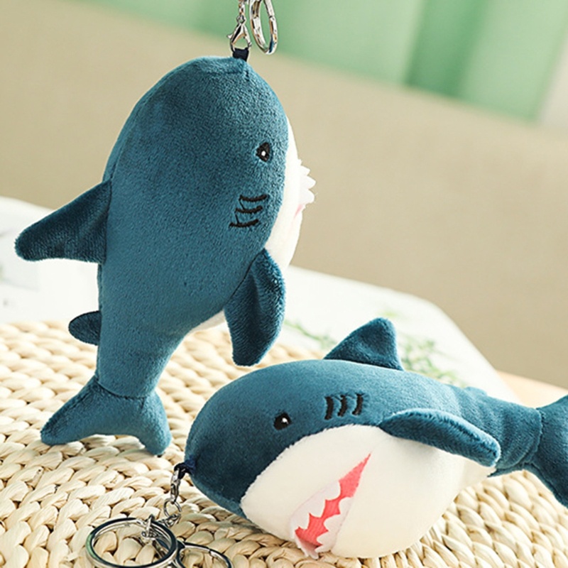 Gantungan Kunci Bentuk Hewan Hiu Biru Bahan Plush Untuk Aksesoris