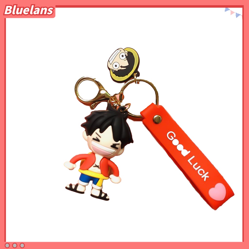 Gantungan Kunci Bentuk Boneka Kartun Anime One Piece Luffy Bahan PVC