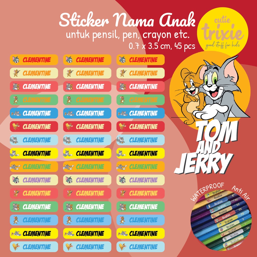 

Sticker Label Nama Pensil TOM and JERRY