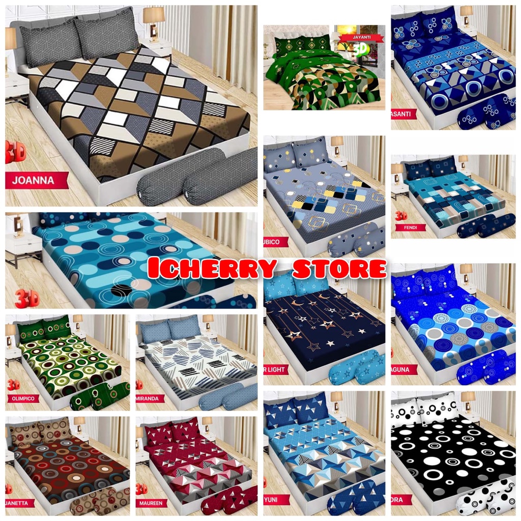 3in1 Sprei Bonita Disperse 3D King 180x200 160x200 120x200 Motif Aurora, Laguna, Jayanti, Cubico, FF