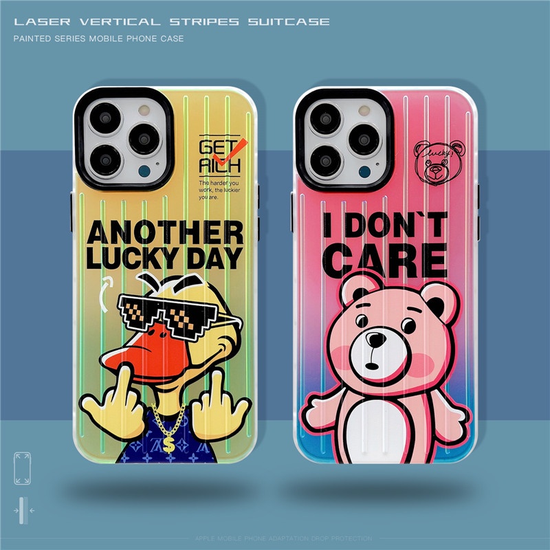 Soft Case TPU Motif Beruang Bebek Keberuntungan 3D Untuk IPhone 13 12 11 Pro Max