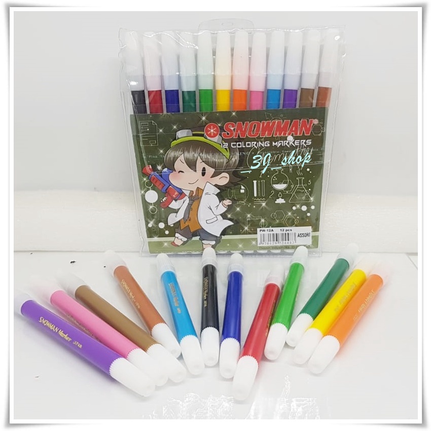 

0302-Spidol Snoman 12 Warna PW12A / Spidol Marker Snoman 12 Warna PW12A / Spidol 12 Warna Snowman