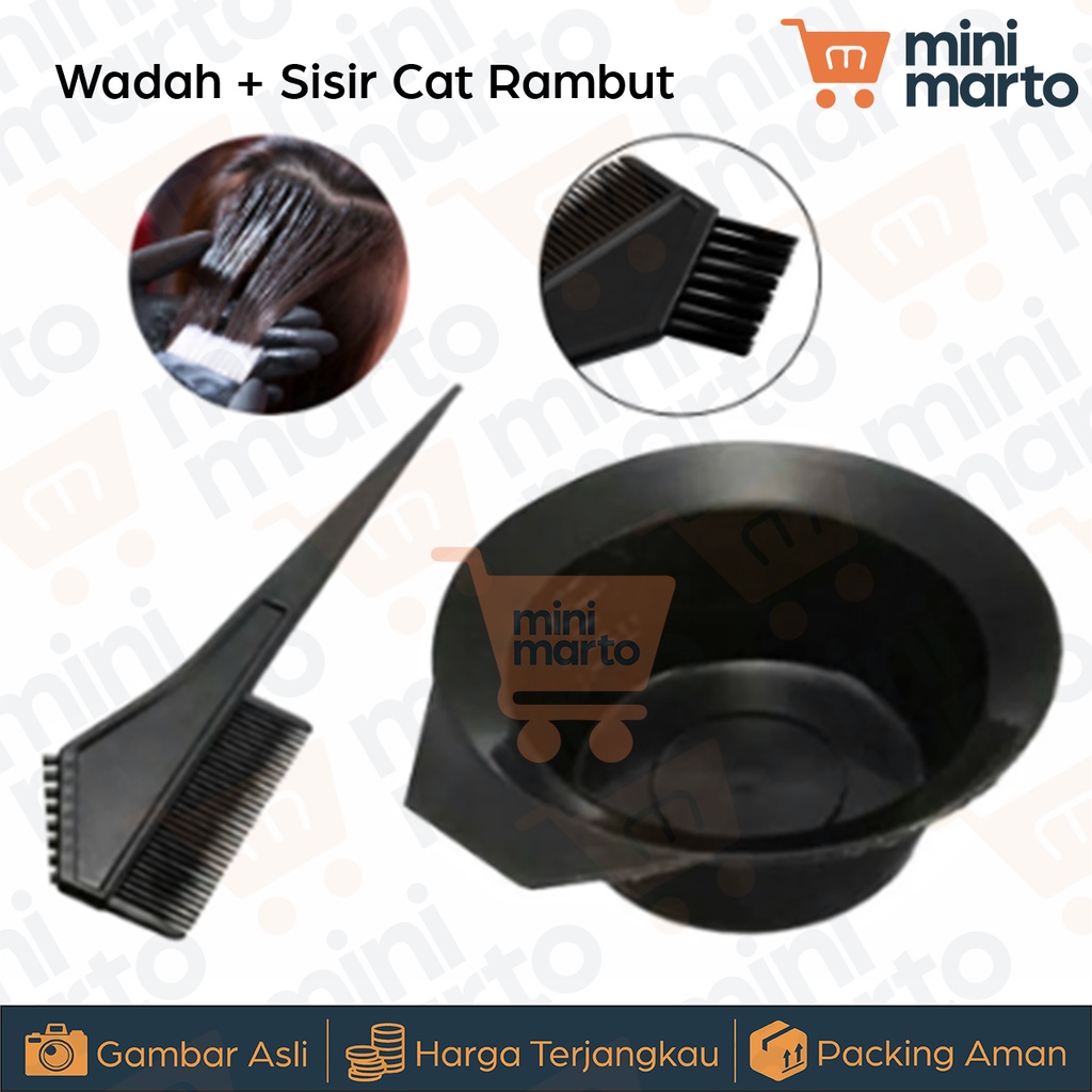 Mangkuk Cat Rambut + Sisir Semir Wadah / Tempat Mewarnai Rambut + Sisir Semir Set - Minimarto