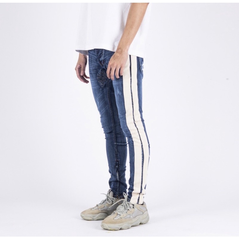 celana jeans - M1 oceanic Blue Dual stripes size 30