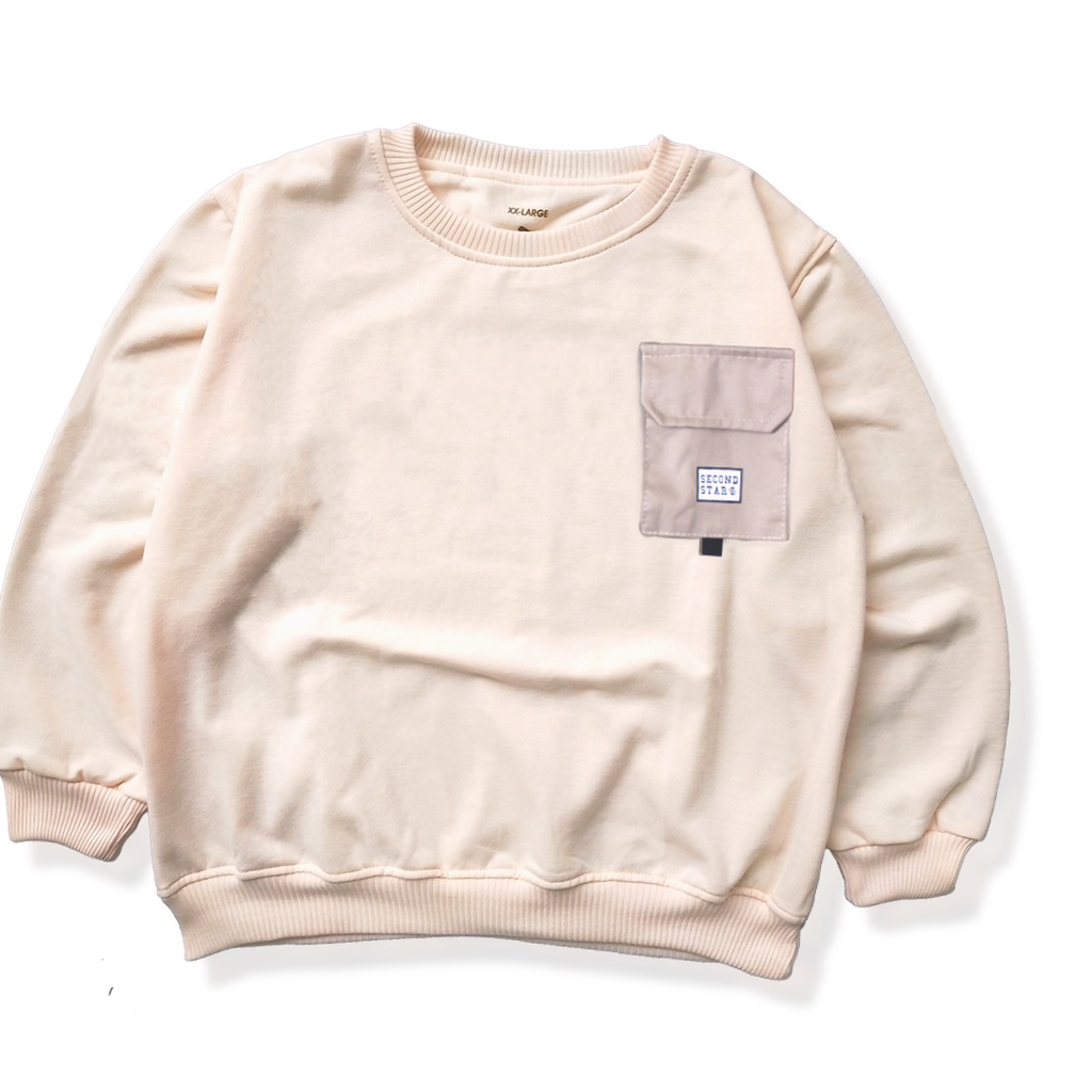 Second star sweater anak crewneck anak laki laki perempuan unisex warna cornsilk