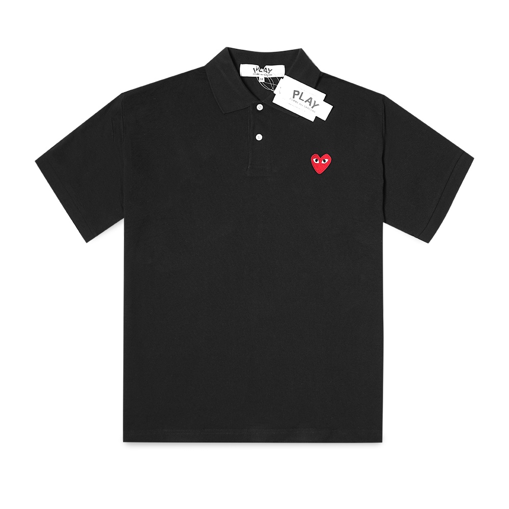 CDG Play Red Heart Polo Shirt Black