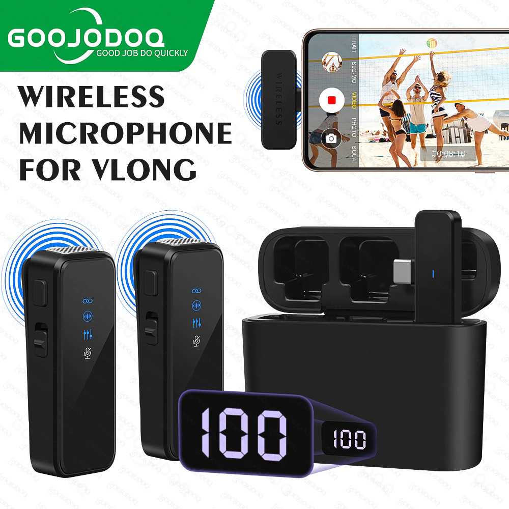 GOOJODOQ Microphone Mikfrofon Wireless Portable Lavalier Mic Clip On Kit USB Type C - GO20