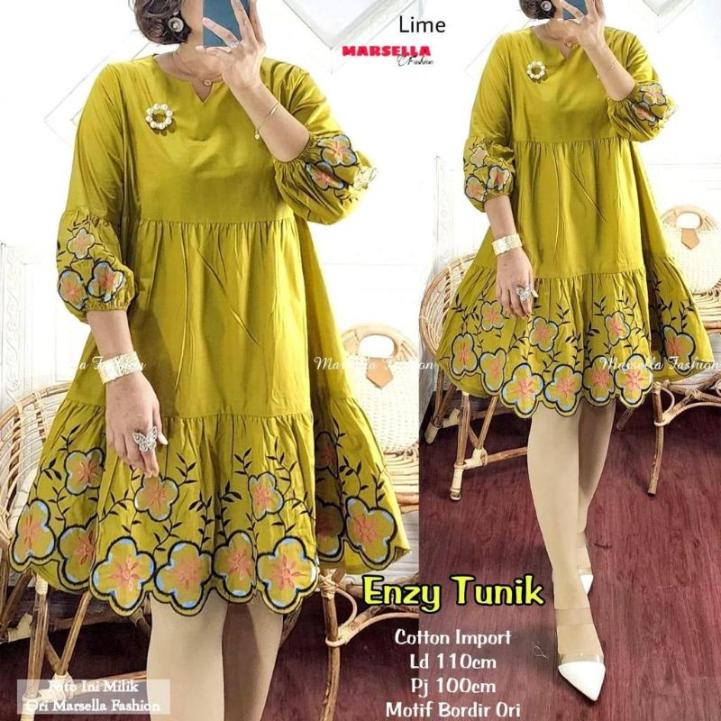 Radina tunik import ori hana marsela baju atasan wanita kekinian tunik katun bordir xl xxl lengan ba