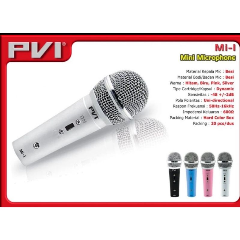 Microphone kabel Mini Merk PVI MI-1 Mi-1 mi 1 Mi 1 mi1 kwalitas bagus