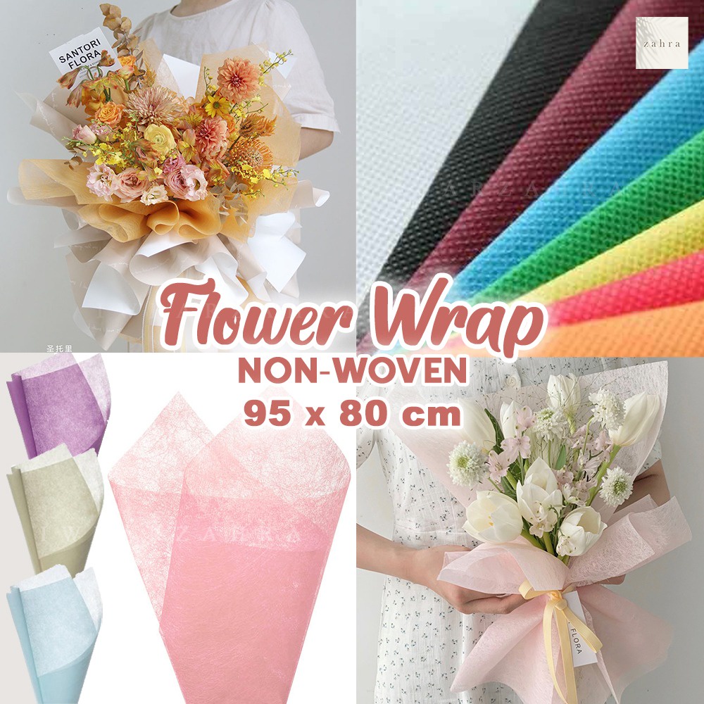 FLOWER WRAP NONWOVEN [95x80cm] 10 PC  - Buket Bunga Kertas Tisu Spunbond Tissue Paper Spider Sheet Bouquet Kain Bungkus Lembaran Gift Wrap Kado Florist Dekorasi Wrapping Pembungkus Kotak Pita