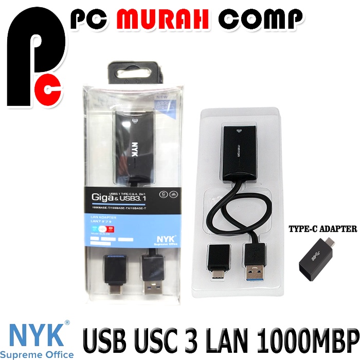 NYK USB3.1 TYPE C &amp;A 2in 1 1000Mbp GIGABIT ETHERNET