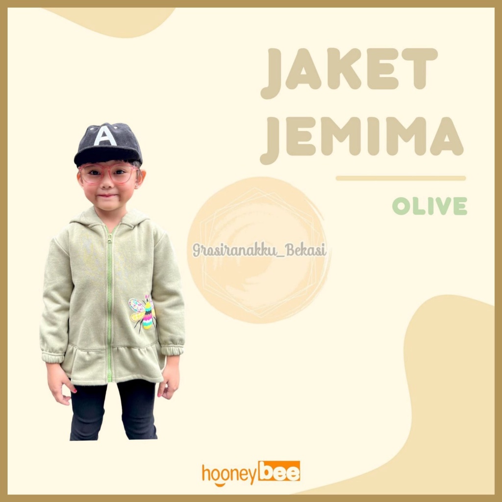 Jacket Anak Cewek Jemima Hooneybee Warna Olive Size 1-5 TH