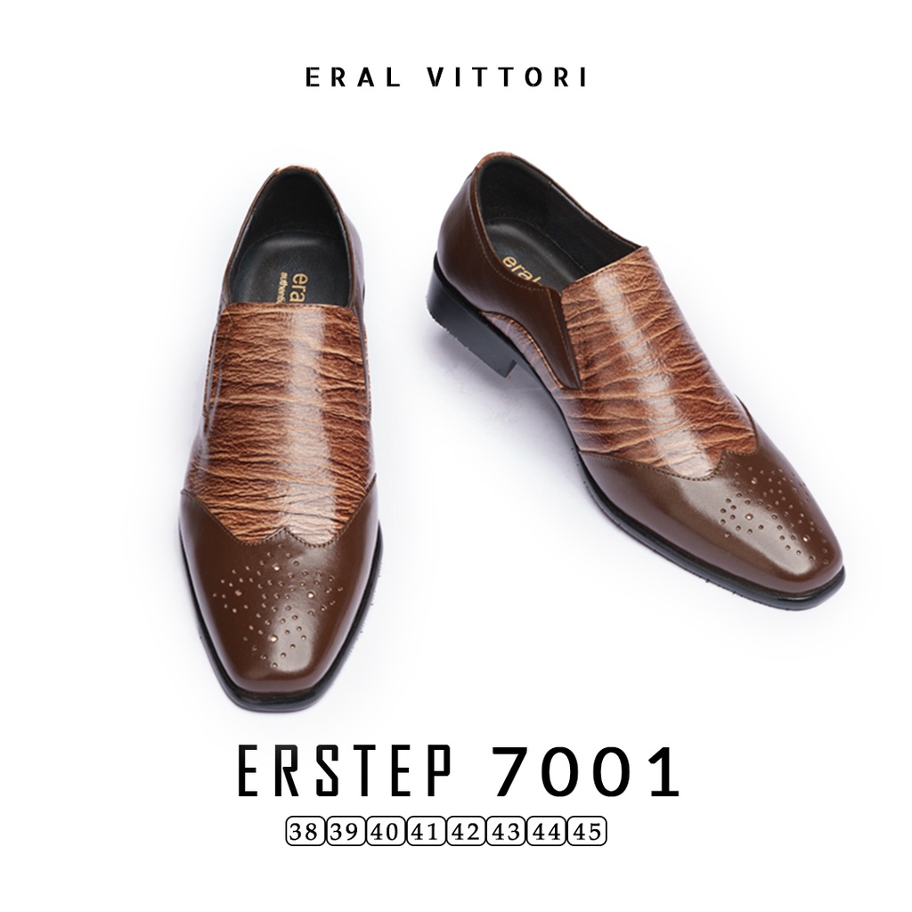 Eral Vittori - Erstep 7001 Sepatu Pantofel Formal Pria Kulit Asli Coklat