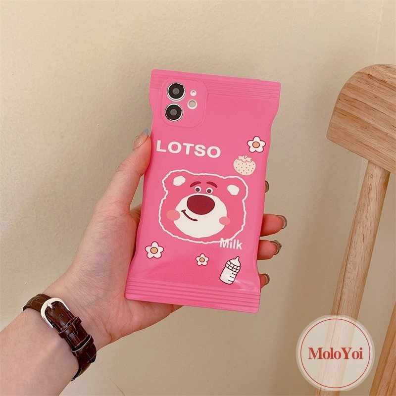 Soft Case Motif Kartun Beruang Strawberry Untuk iPhone 11 7plus 8 7 6 6s 14 Plus XR 12 13 14 Pro Max X Xs Max SE 2020