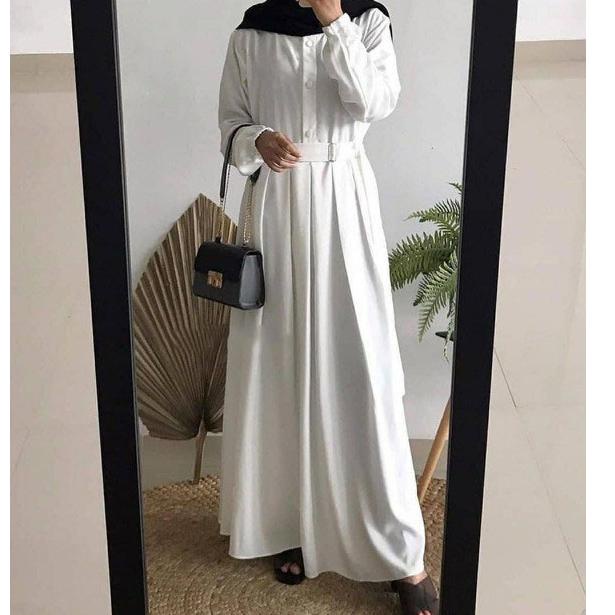 {TMH.22Oc22p} Set Syari Putih Polos MAXMARA Setelan Haji Umrah Umroh Gamis Syari Hijab Syari Bahan L