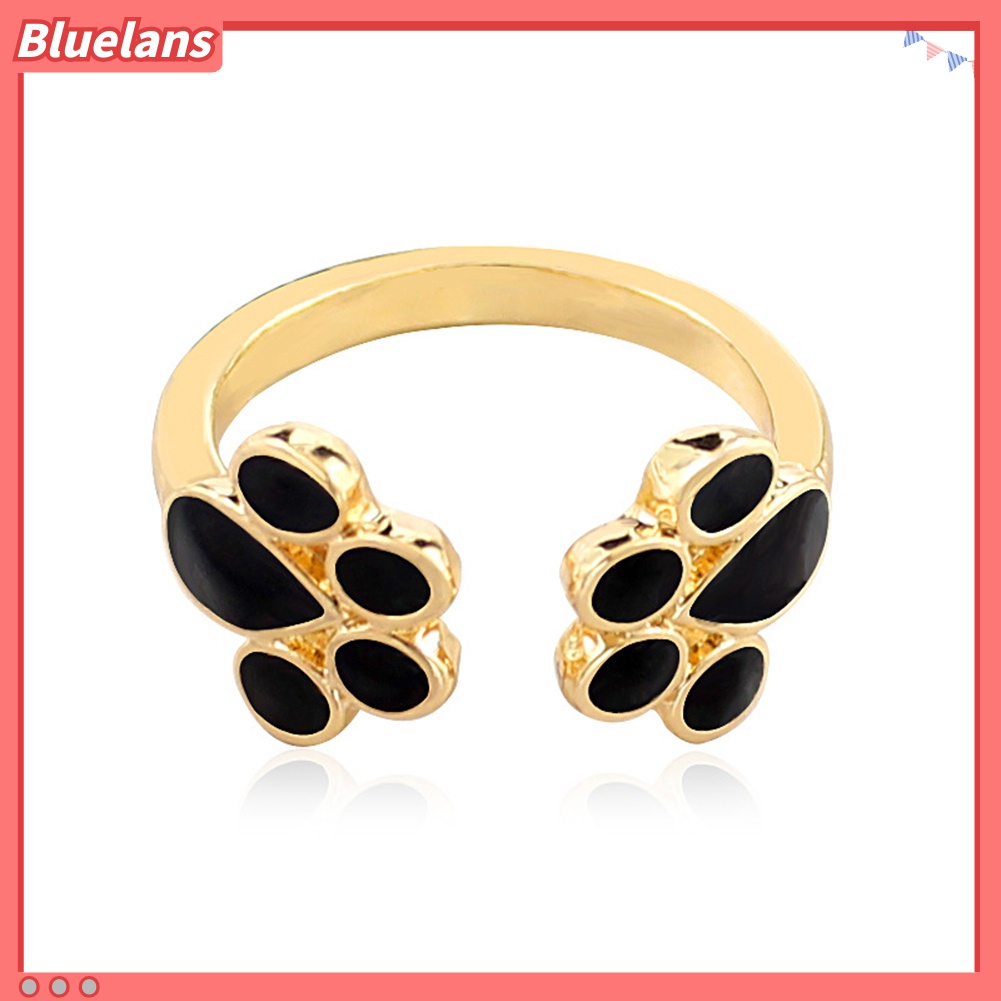Cincin Model Terbuka Motif Print Kaki Anjing Kucing Untuk Wanita