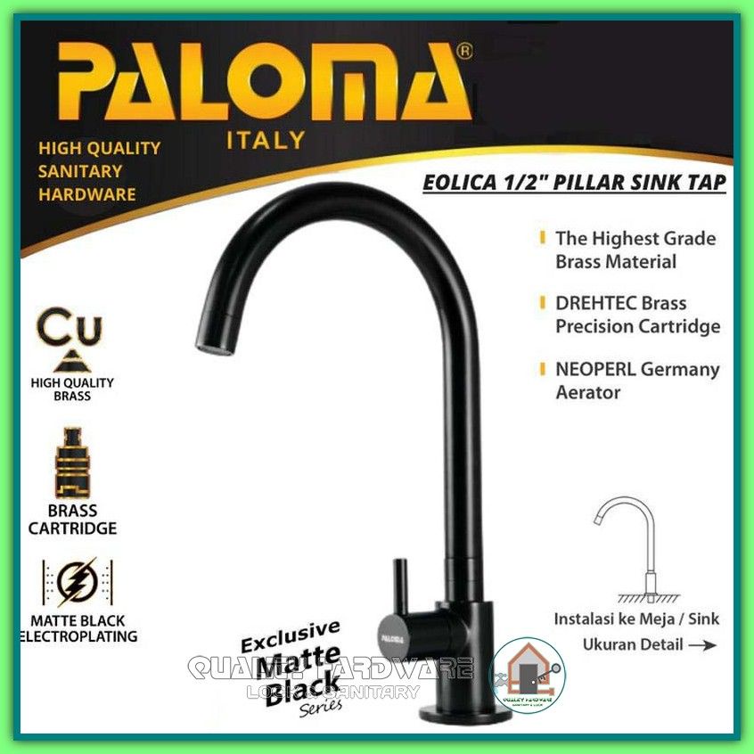 Kran Cuci Piring Paloma QHFCP 9261 Kran Air Wastafel Kran Angsa Hitam / Kran Wastafel Cuci Piring Mu