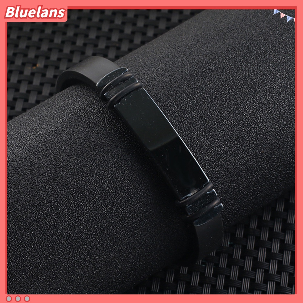 [bluelans]Fashion Men Silicone Faux Braided Leather Buckle Clasp Bracelet Bangle Jewelry