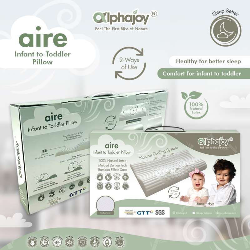 Alphajoy Aire Infant To Todder Pillow 100% Nature Latex With Bamboo Case / Kasur Bayi / Alphajoy